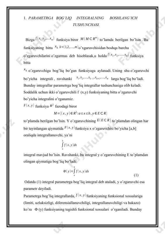 rilgan , esa to’plamning limit nuqtasi bo’lsin. x o’zgaruvchining [a,b] oraliqdan olingan har bir tayin qiymatida faqat y ninggina funksiyasiga aylanadi. agar da bu funksiyaning limiti mavjud bo’lsa, ravshanki, y limit x o’zgaruvchining [a,b] oraliqdan olingan qiymatiga bog’liq bo’ladi: 1-ta’rif: agar olinganda ham, uchun shunday topilsaki || tengsizlikni qanoatlantiruvchi uchun || < bo’lsa, u holda funksiya funksiyaning dagi limit funksiyasi deyiladi. misollar: 1. ushbu funksiyani to’plamda qaraylik. dagi limit funksiya x ekanligini ko’rsatamiz. agar ga ko’ra, deb olinsa, unda ||=|| tengsizlikni qanoatlantiruvchi va uchun |||||||||||| =|||||| < bo’ladi. demak, da funksiyaning limit funksiyasi bo’ladi. 3-ta’rif: m to’plamda berilgan funksiyaning dagi limit funksiyasi bo’lsin. olinganda ham shunday topilsaki, || tengsizlikni qanoatlantiruvchi va uchun || bo’lsa, funksiya o’z limit funksiyasi ga [a,b] da tekis yaqinlashadi deyiladi. aks holda yaqinlashish notekis deyiladi. 4-ta’rif: m to’plamda berilgan funksiyaning dagi limit funksiyasi bo’lsin. olinganda ham shunday , va || tengsizlikni qanoatlantiruvchi topilsaki, ushbu || tengsizlik …