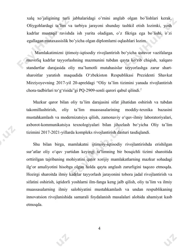 di. nodavlat ta’lim tashkilotlariga litsenziya ta’lim sifatini nazorat qilish davlat inspeksiyasi tomonidan beriladi. shuningdek, mazkur qonun bilan 1997-yil 29-avgustdagi “ta’lim to‘g‘risida”gi hamda “ kadrlar tayyorlash milliy dasturi to‘g‘risida”gi qonunlar o‘z kuchini yo‘qotdi. ushbu qonun rasmiy e’lon qilingan kundan e’tiboran kuchga kirdi. miliy dasturda yuqori malakali pedagog kadrlar tayyorlash va qayta tayyorlashga alohida e’tibor berish lozim. kadrlar tayyorlashning sifati, erkin fikrlovchi shaxs-fuqaroni kamol toptirishda ertaga sinf xonalar va auditoriyalada kimlar dars va saboq berilishiga bog’liq. darhaqiqat, barkamol inson shaxsning shakllanishi bevosita uzluksiz ta’lim jarayonida amalga oshadi. shunday ekan, har jabhada muvaffaqiyatga erishish lozim. kadrlar tayyorlashda milliy dasturida oliy ta’limning asosiy maqsadi bozor iqtisodiyoti sharoitida mustaqil ishlashga qodir, raqobatbardosh, yuqori malakali mutahasislar tayyorlashdan iborat. bu maqsadga erishish uchun, shuningdek, respublikamiz prezidenti aytgani kabi mamlakatimizning boy ilmiy-texnikaviy salohiyatidan foydalangan holda, yuksak texnologiya va fan yutuqlariga erishishimiz mumkin. hozirgi kunda c# dasturlash tili yuqori bosqichli dasturlash tillari ichida eng samarali dasturlash tillaridan hisoblanadi. c# …