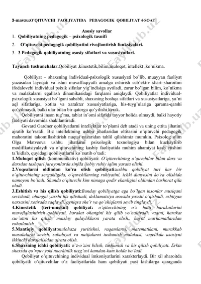 o’qituvchi faoliyatida pedagogik qobiliyat 4-soat — DOCX