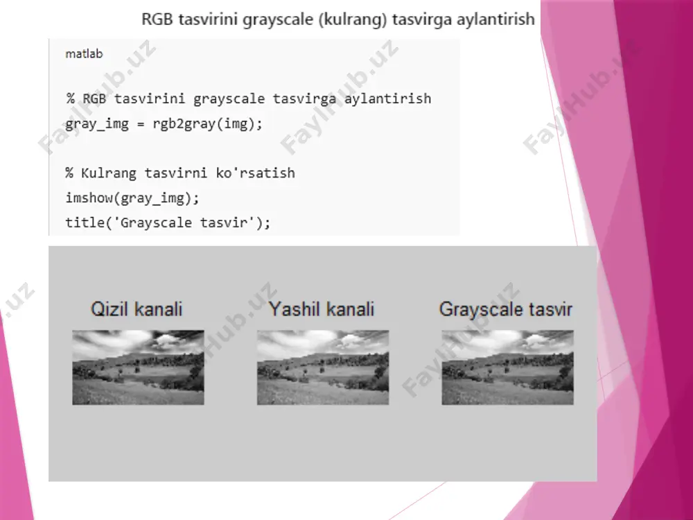 matlab dasturida rang hosil qilish fayllari bilan ishlash - Page 5