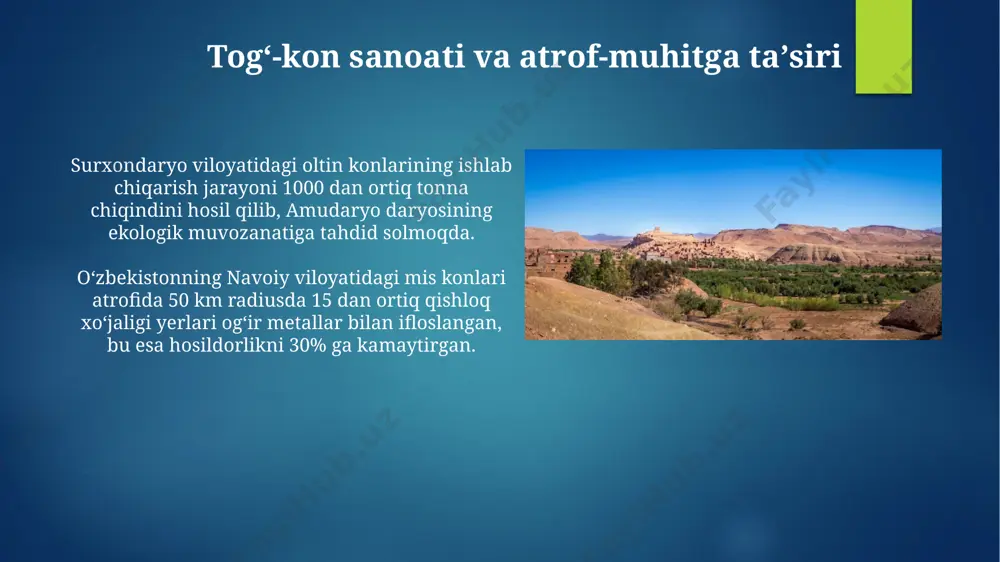 ar hosil boʻldi. surxondaryo viloyatining togʻ etaklaridagi 1000 dan ortiq aholi punkti atrofida, asrlar davomida shakllangan mayda-chuqur dehqonchilik yerlari, antropogen landshaftlarning noyob misoli hisoblanadi. e'tiboringiz uchun rahmat @taqdimot_robot image6.jpg image7.jpg image8.jpg image9.jpg image10.jpg image11.jpg image12.jpg image13.jpg image14.jpg image15.jpg image16.jpg image17.jpg image18.jpg image19.jpg image20.jpg image21.jpg image22.jpg image2.png image3.png image4.png image5.png