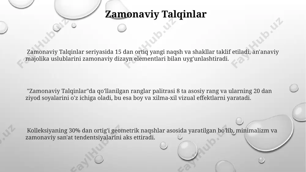 afois” kulolchilik mahsulotlarini targʻib qilishda ijtimoiy tarmoqlarda 30% dan ortiq foizli oʻsish kuzatildi, bu esa raqamli marketingning samaradorligini ko'rsatadi. kelajak rejalari va taraqqiyot “kelajak rejalari va taraqqiyot” dasturi 2023-yil uchun 5 milliard so'm miqdorida investitsiyani o'z ichiga olgan holda, 15 ta yangi loyihani amalga oshirishni rejalashtirmoqda. majolis'ning "kelajak rejalari va taraqqiyot" strategiyasi doirasida ishlab chiqarish hajmini 2024 yilga kelib 30% ga oshirish, eksportni esa 2 baravar ko'paytirish maqsad qilingan. dasturning muvaffaqiyat ko'rsatkichlari sifatida mahsulot sifati bo'yicha iso 9001 sertifikatiga ega bo'lish va yillik daromadning 10% dan ortig'ini ilmiy-tadqiqot ishlariga sarflash belgilangan. tarixiy kelib chiqishi xv-xvi asrlarda majolis sopol buyumlari ishlab chiqarishining avj nuqtasi kuzatildi. taxminan 200 dan ortiq turdagi naqsh va ranglar bilan bezatilgan minglab buyumlar yaratildi. majolis sopol buyumlarining tarixiy rivojlanishi davomida, kamida 5 ta yirik ustaxonalar faoliyat yuritgan, har biri o'ziga xos uslub va texnikaga ega bo'lgan. majolis uslubidagi sopol buyumlarning kelib chiqishi miloddan avvalgi 15-asrga, buyuk hunarmandlarning …