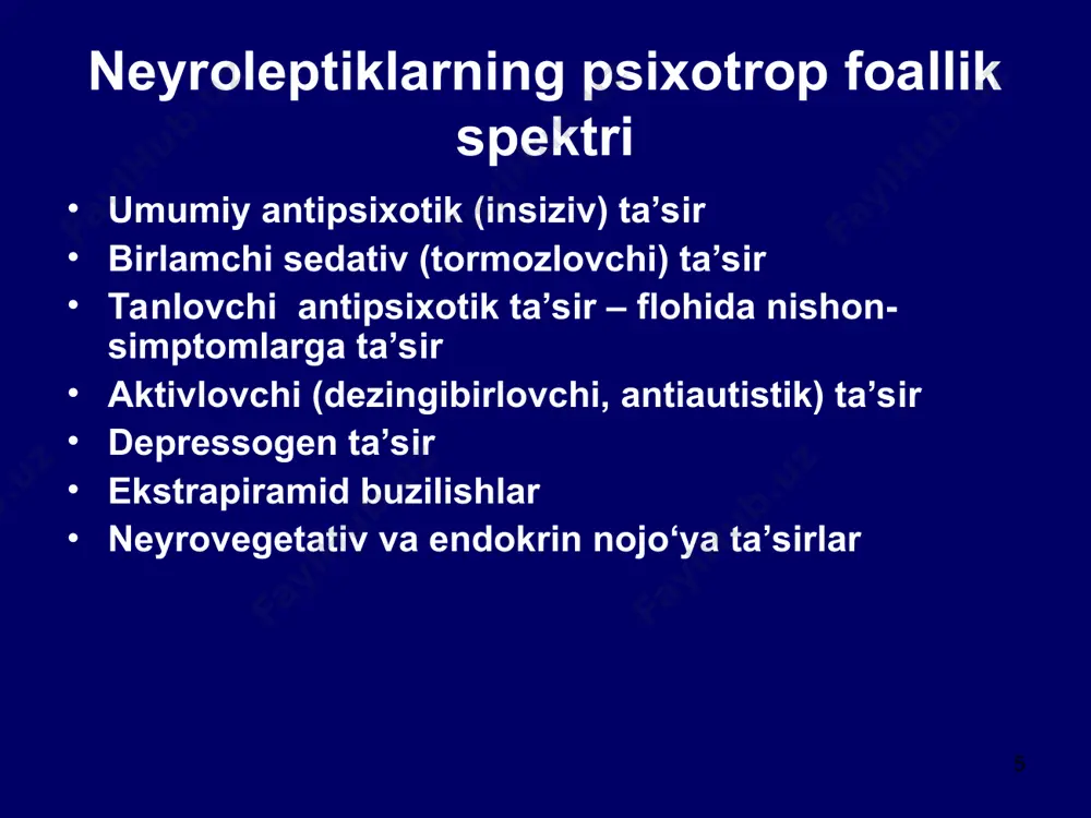 ungi» - vahimani davolashda nozepam (tazepam), fenazepam, xlordiazepoksid (elenium) diazepam (valium, seduksen, relanium) klonazepam (antelepsin, rivotril), nitrazepam (eunoktin, radedorm), midazolam (dormikum) tavsiya etilmaydi «kichik», «kunduzgi»: tofizopam (grandaksin), bromazepam (leksotan), alprazolam (ksanaks), klobazam (frizium) ta’sir aspekti (xamma preparatlarda turli darajada bor) - vahimaga qarshi va vegetotrop – asosan «kunduzgi»larga xos - uyqu chaqiruvchi (diazepam, fenazepam, midazolam, nitrazepam) - sedativ (diazepam, fenazepam, xlordiazepoksid - miorelaksatsiyalovchi va tutqanoqqa qarshi (diazepam, klonazepam, xlordiazepoksid) depressiyalarni davolash depressiya bu bemor yoshi, yondosh kasalliklari, depressiya sabablaridan qat’iy nazar doimiy davolash talab qiluvchi kasallikdir. antidepressantlarning ta’siri keksa bemorlarda terapiyaning 6-8 xaftasidan keyin naioyon bo‘ladi. e’tiborga oling! qo‘shma nevrologik va somatik surunkali kasalliklar mavjudligi antidepressantlarning toksikligi va nojo‘ya ta’sirdarini oshiradi. surunkali kasalliklar tufayli ko‘p miqdorda preparatlar qabul qilish dorilarning o‘zaro ta’sirini oshiradi. preparatlar farmakokinetikasi o‘zgaradi antidepressantlar farmakokinetikasi o‘zgarishi jigar fermantlariing metabolik faolligi susayishi; suv-tuz almashinuvi va yog‘ almashinuvining buzilishi; oitdan so‘rilishi kamayishi; siydik bilan ekskretsiyasini kamayishi; qon plazmasida albuminlar …