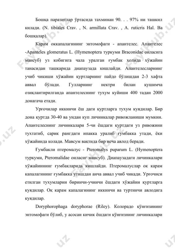 сабзавот полиз экинлари ва картошка зараркунандаларини энтомоакарифаглари - Page 3