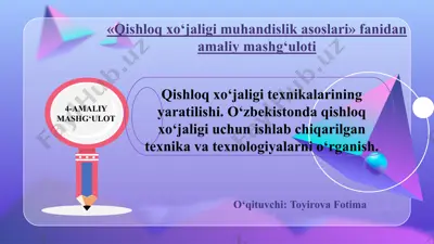 qishloqxo‘jaligimuhandislikasoslari — PPTX