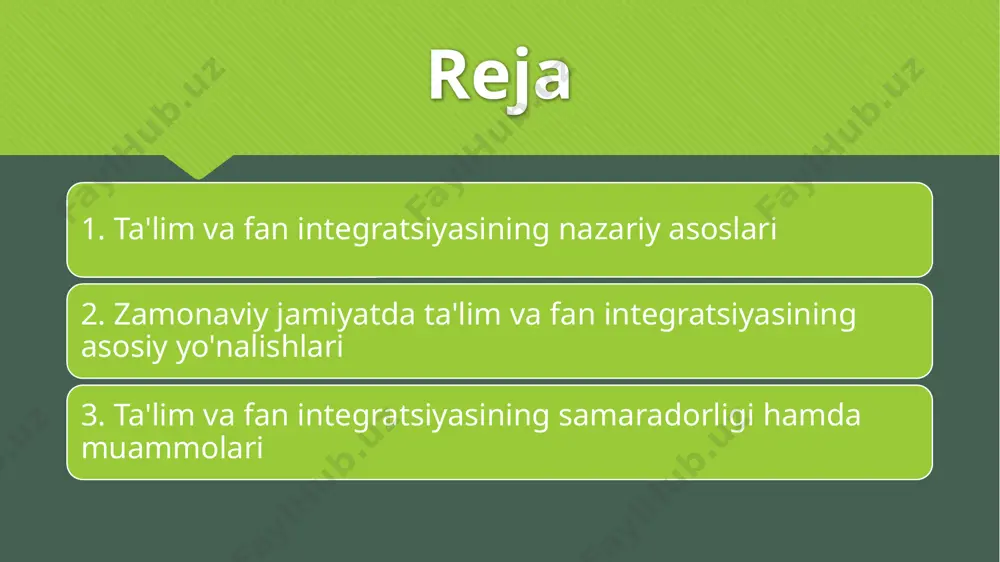 rot texnologiyalari, raqamli iqtisodiyot, sun'iy intellekt va boshqa innovatsion yo‘nalishlarning taraqqiyoti ta'lim va fan o‘rtasidagi integratsiyani kuchaytirishni talab qiladi. chunki: bilimning yangilanishi – fan doimiy rivojlanayotgan tizim bo‘lib, yangi bilimlar va texnologiyalar ta’lim dasturlariga tezkor joriy etilishi zarur. ijtimoiy ehtiyojlar – jamiyatga zamonaviy bilim va ko‘nikmalarga ega mutaxassislar kerak bo‘lib, bu faqat integratsiya orqali amalga oshadi. ilmiy salohiyatni oshirish – talabalar va o‘quvchilarni ilmiy izlanishlarga jalb qilish orqali ularning fikrlash qobiliyati, muammoga yondashuvi va yangilik yaratuvchanligi oshadi. zamonaviy jamiyatning ta’lim va fan integratsiyasiga qo‘ygan talablari innovatsion salohiyatni oshirish – zamonaviy iqtisodiyot bilimga asoslangan iqtisodiyotga aylangan bir paytda, taʼlim faqat anʼanaviy bilim emas, balki ilm-fan, texnologiya, innovatsiya va ixtirochilik faoliyatini rivojlantirish platformasiga aylanishi kerak. mehnat bozoriga moslashuvchan kadrlar tayyorlash – raqamli iqtisodiyot sharoitida taʼlim muassasalari fan yutuqlari asosida mutaxassis tayyorlashi kerak. zamonaviy kasblar – it, bioinjiniring, robototexnika, sunʼiy intellekt – barchasi ilm-fan bilan bogʻliq. ko‘pgina rivojlangan mamlakatlarda ta’lim va fan o‘rtasidagi …