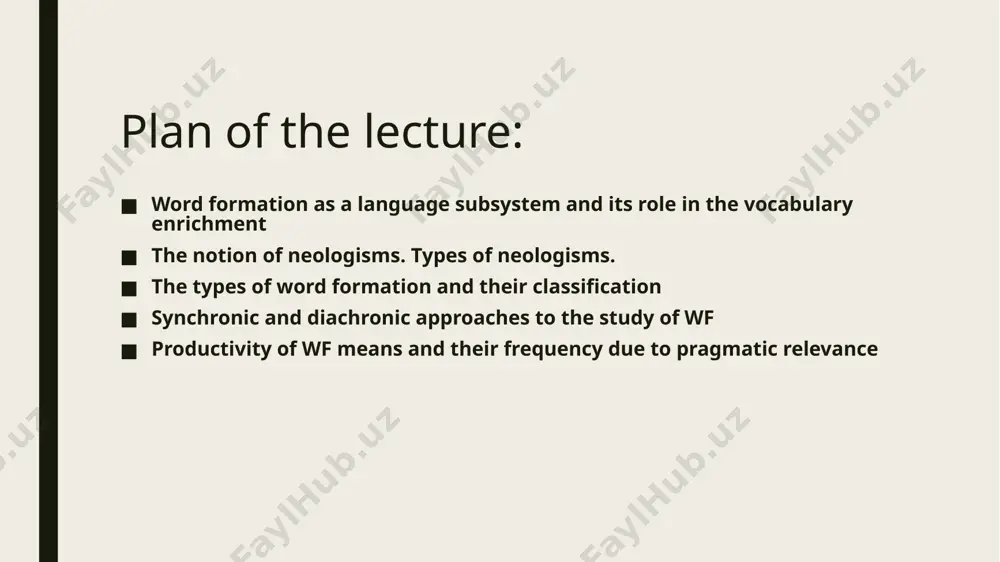 ctural elements from a word, describe its structure in terms of derivational bases, derivational affixes and the type of derivative patterns, it is absolutely necessary to determine the position of these patterns and their constituents within the structural semantic system of the language as a whole. productivity of a derivative type therefore cannot be overlooked in this description. those are cases of the process called back-formation (or back-derivation), cf. beggar — to beg; editor — to edit; chauffeur — to chauff and some others. the fact that historically the verbs to beg, to edit, etc. were derived from the corresponding agent nouns is of no synchronic relevance. earlier books, articles and monographs on word-formation and vocabulary growth in general both in the russian language and in foreign languages, in the english language in particular, used to mention the following types of word formation: types of word-formation syntactic lexico-semantic morphological at …