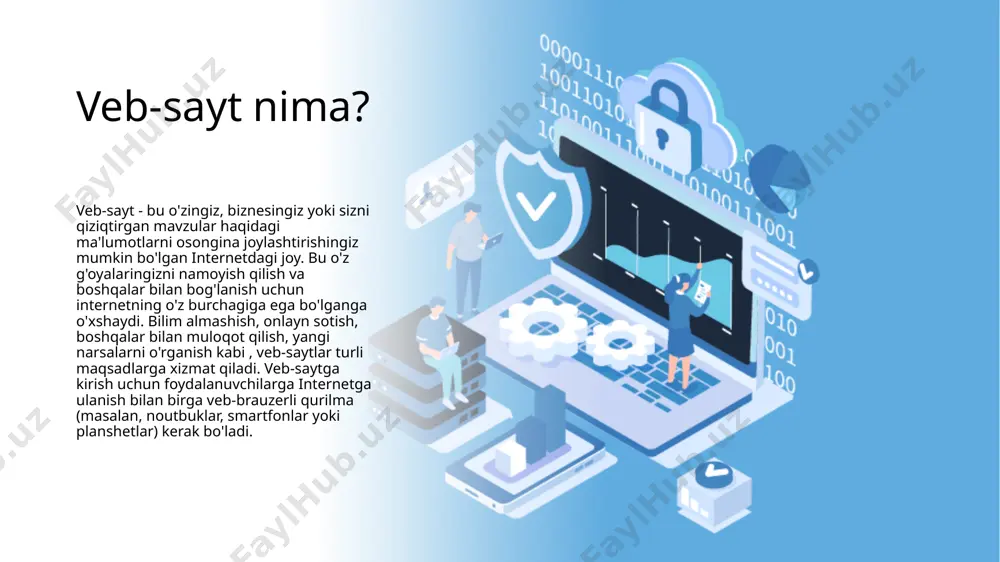 iliwixmasalan, blog,https://www.wix.com/bloguch qismdan iborat: protokol identifikatori: veb-sahifaga kirish uchun ishlatiladigan protokolni belgilaydi (odatda http yoki https) server nomi: veb-server joylashgan domen nomi va kengaytmasiga ishora qiladi (wix.com) fayl nomi: ushbu veb-serverdagi (blog) ma'lum sahifa yoki manbani bildiradi. veb-sayt xavfsizligi nima? veb-sayt xavfsizligi sizning shaxsiy ma'lumotlaringizni va saytingizni himoya qilishdir. sayt infratuzilmasi saytingiz mazmuni va ma'lumotlariga kirishi, o'zgartirishi va o'g'irlashi mumkin bo'lgan zararli onlayn tajovuzkorlardan himoya qilishni ta'minlaydi. shuningdek, u sizning saytingiz foydalanuvchilarining shaxsiy ma'lumotlari va maxfiyligini himoya qilishi kerak. veb-saytga ega bo'lgan har bir shaxs yoki kompaniya kiberxavfsizlik asoslari haqida to'liq tushunchaga ega bo'lishi va veb-saytlari hujumlardan xavfsiz ekanligiga ishonch hosil qilishi kerak. veb-sayt xavfsizligi tahdidiga misollar rahmat image1.png image2.jpeg image3.png image4.jpeg image5.png image6.svg image7.png image8.jpeg image9.jpeg image10.jpeg .msftofcthm_accent1_fill_v2 { fill:#156082; } .msftofcthm_accent1_stroke_v2 { stroke:#156082; } /docprops/thumbnail.jpeg