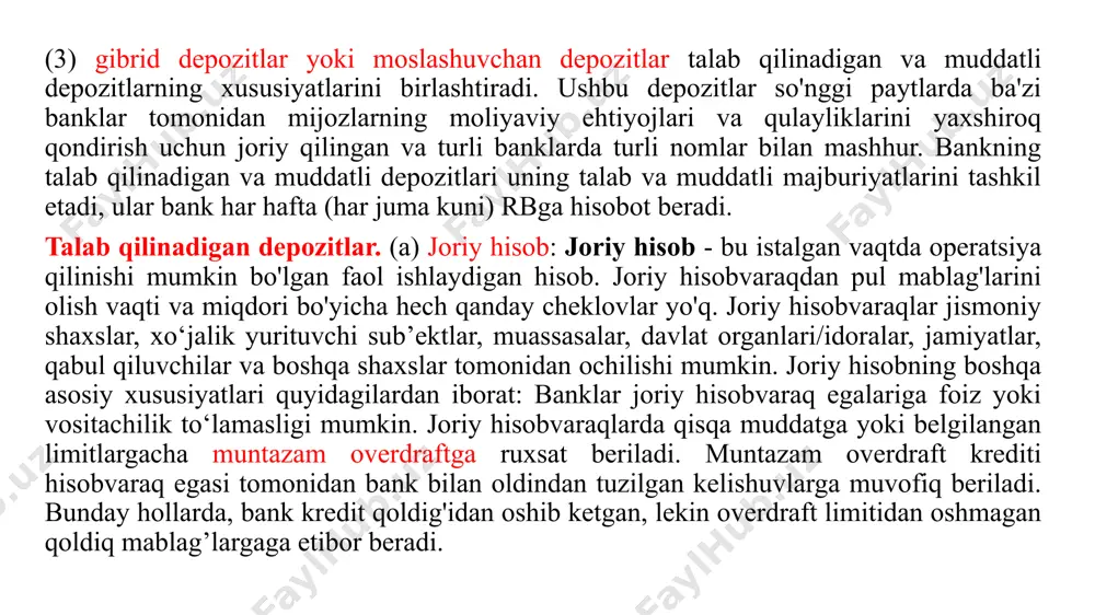 istalgan vaqtda, istalgan joyda xavfsiz foydalanish mumkin. ushbu hisob shaxsga kelajakdagi moliyaviy ehtiyojlarini rejalashtirish va tejashga yordam beradi. ushbu hisobda jamg'armalar butunlay likviddir. omonat hisobvaraqlarining asosiy xususiyatlari quyidagilardan iborat: hisob egasining talabiga binoan, cheklar yoki yechib olish shakli taqdim etgan holda uni olishga ruxsat beriladi. har bir kun uchun belgilangan miqdordan ortiq naqd pul olish bank filialini oldindan xabardor qilishni talab qiladi. banklar oylik/chorakda yechib olishlar soni, kunlik yechib olish miqdori, barcha kunlarda hisobda saqlanishi kerak bo‘lgan minimal qoldiqlar bo‘yicha ma’lum cheklovlar qo‘yadi. agar bular buzilgan bo‘lsa, jarima undiriladi. bu qoidalar, ularning kengashi qaroriga ko'ra, bankdan bankka farq qiladi. ushbu cheklovlarning asosi shundaki, jamg'arma banki hisobvarag'idan joriy hisob kabi foydalanmaslik kerak, chunki u birinchi navbatda jamg'armalarni jalb qilish va jamg'arish uchun mo'ljallangan. – bank har kuni to‘lanmagan qoldiq mahsulotiga foizlar to‘laydi. foiz stavkasi vaqti-vaqti bilan bank tomonidan belgilanadi. – jamg‘arma hisobvarag‘idagi kredit qoldig‘idan ortiqcha overdraftga yo‘l qo‘yilmaydi, chunki omonat hisobvarag‘ida …