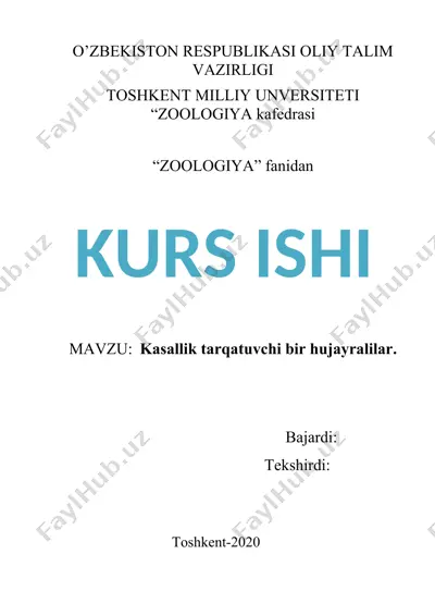 kasallik tarqatuvchi bir hujayralilar — DOCX