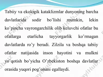 tabiiy va ekologik kataklizmlar — PPT