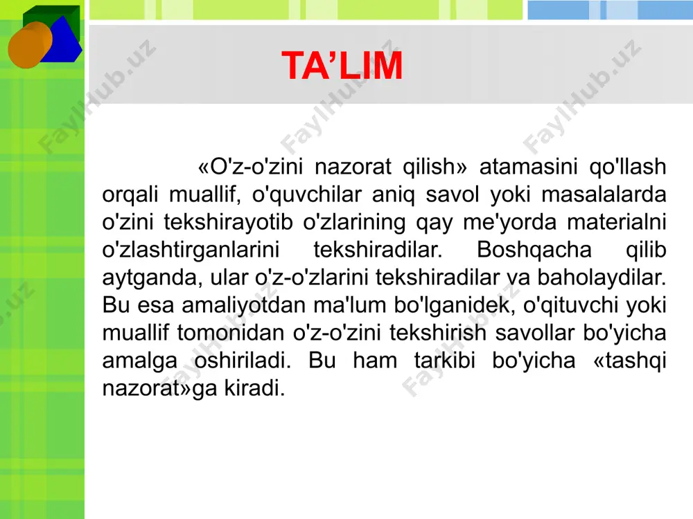 bo'lsa, unda bu «faoliyatini tushunchasiga taalluqli, agar yo'q bo'lsa, unda bu «faoliyat» psixologik ma'noda emasligidan iborat. yuqorida o'quv operatsiyalarini ko'rib chiqib, tahlil qilinadi. talaba o'quv topshiriqlarini doimiy nazariyaga asoslanib yechadi, hal qiladi, ularning bajarilish jarayonini esa (faoliyat tushunchasi) mana shunday nazorat qilishdir. e.akomilova tadqiqotlarida ushbu tushunchaga misollar talaygina. 1.charchagan musofir, oyoqlariga dam berish uchun, to'nka ustiga o'tirdi. 2.mendeleyevning hozirgi kunda «elementlarning davriy sistemasi» nomi bilan tanilgan, kimyoviy elementlar jadvali tushiga kirgan o'sha jadvalni u 1869-yil o'zi kashf qilgan holda qonun yaratgan edi. jadval uning tushida ko'ringanligi faoliyat bo'la oladimi? 3.talaba ma'ruzani ma'nosiga tushunmasdan, tarkibini to'liq o'zlashtirmasdan, tez yozayapti. u faoliyat bilan bandmi? 4.o'quvchi she'r yodlayapti, ikkinchisi esa allaqachon yodlagan va hozir jim o'z o'rtog'ini eshityapti. ikkovidan qay biri faoliyat bilan band? yoki ikkovimi? nima uchun? 5.tegirmon tarmog'i yoqildi, u ishlayapti, qoplar tez unga to'layapti. bu yerda uchta fe'l mavjud. ulardan qay biri faoliyatni anglatadi? shunday qilib, quyida keltirilgan misollar faoliyat …