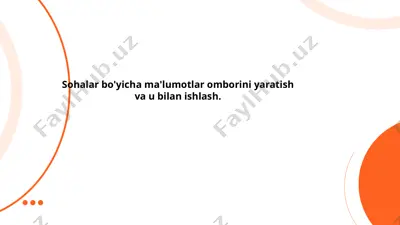 sohalar bo'yicha ma'lumotlar omborini yaratish va u bilan ishlash — PPTX