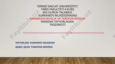tarixshunoslik fanini o'qitish — PPTX