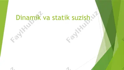 dinamik va statistik suvda olg‘a sari harakati — PPTX