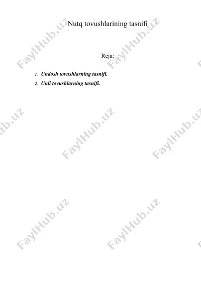 nutq tovushlarining tasnifi — DOC