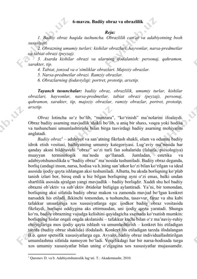 badiiy obraz va obrazlilik — DOCX