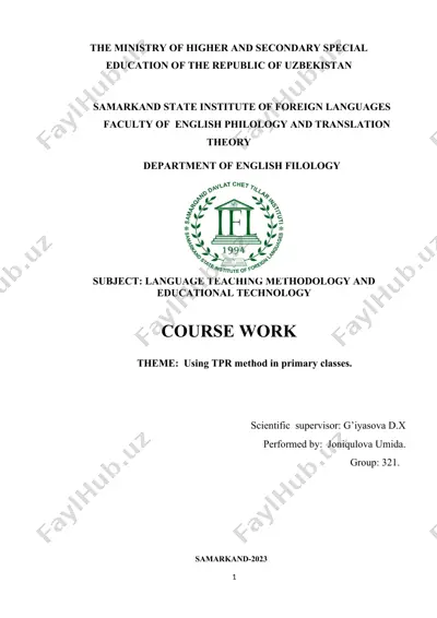 using tpr method in primary classes (course work) — DOCX
