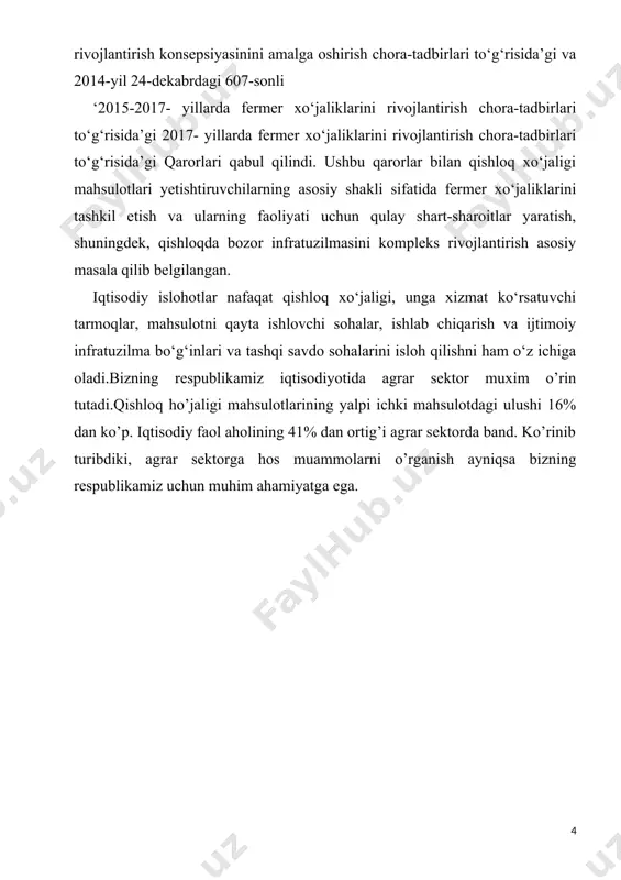 sifatidan qatʼi nazar ekin ekiladigan yerning xususiy mulk boʻlishi uni ijarachilarga foydalanish uchun berishdan muqarrar suratda daromad keltiradi. yer egalari yerni ishlovchi ijarachilarga foydalanish uchun ijaraga berishi va ulardan yerdan foydalanganlik uchun toʻlovlar olishi natijasida absolyut yer resursi vujudga keladi. shuningdek, rentaning yana bir turi — monopol renta ham mavjud. boshqa yerda uchramaydigan tabiiy sharoit, baʼzan noyob qishloq xoʻjaligi mahsulotlari yetishtirish uchun imkoniyat yaratadi. bunday mahsulotlar monopol narxlarda sotiladi. bu narxlarning yuqori boʻlishi koʻpincha toʻlovga qodir talab darajasi bilan belgilanadi. natijada monopol narxlar shunday mahsulotlarning individual qiymatidan ancha yuqori boʻlishi mumkin. bu esa yer egalariga monopol renta olish imkoniyatini beradi (yana. q. renta). avvalo, qishloq xo’jaligining iqtisodiyotda tutgano’rni haqida gapirishdan oldin quyidagilarga e’tibor qarataylik. 2013 yilda qishloq xo‘jaligi mahsulotlari ishlab chiqarish hajmi 2000 yilga nisbatan 2,3 barobar ko‘paydi. faqat o‘tgan yilning o‘zida qishloq xo‘jaligi mahsulotlari ishlab chiqarish 6,8 foizga, jumladan, dehqonchilik – 6,4 foizga, chorvachilik – 7,4 foizga o‘sdi. aytish …