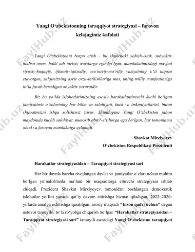 o‘zbekistonning taraqqiyot strategiyasi – farovon kelajagimiz kafolati — DOCX