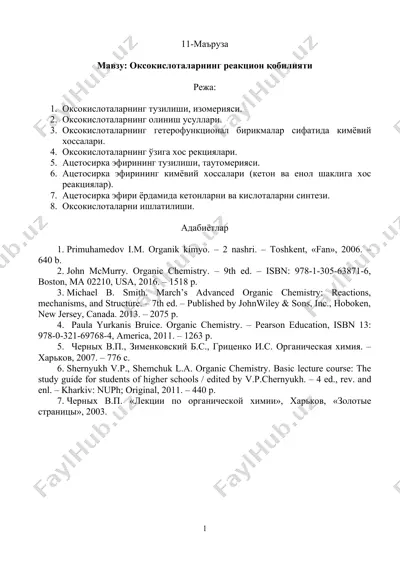оксокислоталарнинг реакцион қобилияти — DOCX