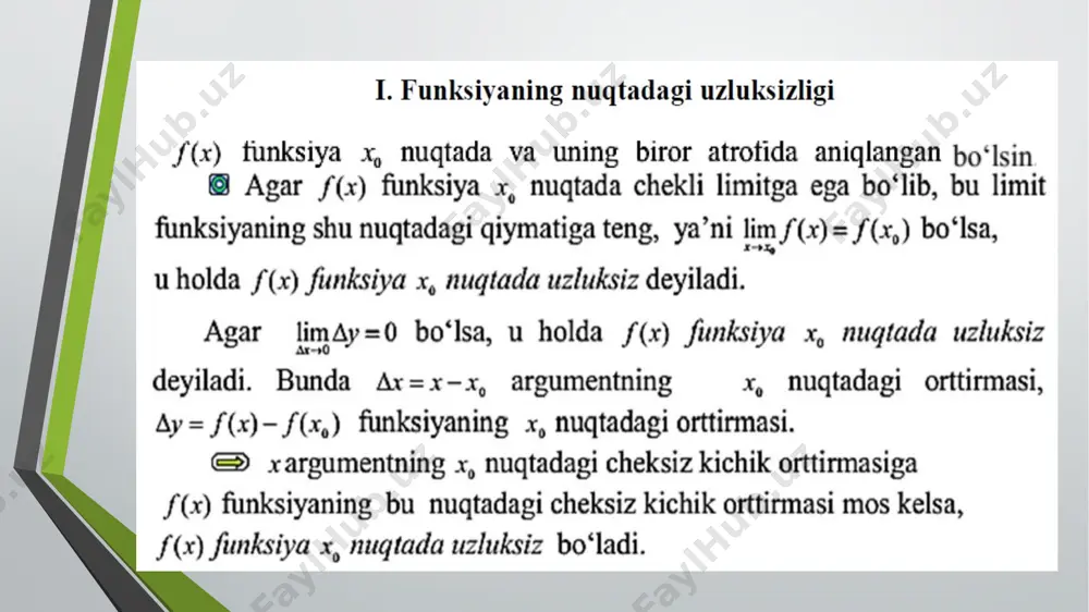 funksiyaning uzluksizligi va differensiallanuvchanligi - Page 2