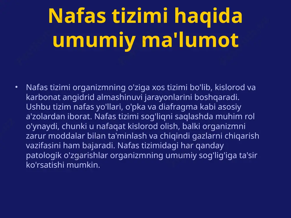 asallik bosqichiga qarab belgilanishi mumkin. o'pka fibroza va uning rentgenoloji ko'rinishi o'pka fibroza – o'pka to'qimalarida fibrin to'planishi va tikuvlanishi bilanoq yuzaga keladigan o'zgarishdir. rentgenogrammada o'pka parenximasida torayish yoki sekin o'zgarishlar ko'rinadi, bu bemorning nafas olish qiyinchiliklariga olib keladi. o'pka fibrozasining dastlabki belgilarini aniqlash nafas tizimini muvaffaqiyatli davolashda yordam beradi. rentgenologik izlanishlarning natijalari diagnostikaning asosiy xususiyatini belgilaydi. nafas yo'llarining kasalliklari nafas yo'llari kasalliklari infeksiyali va yallig'lanish jarayonlaridan tortib, obstruktiv sindromlar va allergik reaktsiyalarigacha keng ko'lamli kasalliklarni o'z ichiga oladi. rentgenografiya orqali nafas yo'llaridagi holatlar tushuniladi, masalan bronxit, astma va boshqa kasalliklar. ushbu kasalliklarning har biri uchun davolanish rejalari muhim ahamiyatga ega, shuning uchun to'g'ri tashxis qo'yish juda zarur. rentgenologik sindromlarning taniqlik ahamiyati nafas tizimi kasalliklarining rentgenologik sindromlari bemorlarning holatini yanada yaxshilashga qaratilgan muhim bosqichdir. ular kasalliklarni aniqlashga, davomiyligini belgilashga va davolash monitorini olib borishga yordam beradi. rentgenologik tasvirlarni amal qilib tanqidiy yondashuv, kasalliklarning oldini olishga va bemorlarga sifatli xizmat ko'rsatishga …
