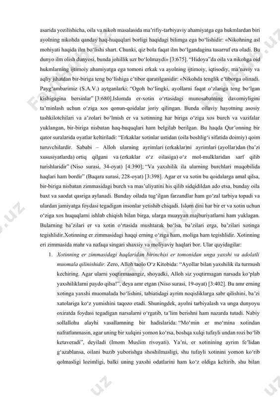 k o‘rnini toqatsizlik egallab, bugun dunyoda ro‘y berayotgan kaltabinliklar kelib chiqaveradi.so‘nggi yillarni ko‘z oldimizga keltiradigan bo‘lsak, dunyoning hamma burchaklarida toqatsizlik ortidan qanchadan-qancha begunoh insonlar, jumladan bolalar, ayollar, qariyalar insoniy tabiat qabul qilolmaydigan darajadagi qiynoq va azoblarga duchor bo‘ldi, ularning qanchalari hayotdan ko‘z yumdi. maktab, shifoxonalar kabi jamoat maskanlari, hatto diniy ibodat qilish joylari yo‘q qilindi. vatanimiz, sof dinimiz, qadriyatlarimiz, an’analarimiz – daxlsiz omonatimiz. bularning barchasini go‘zal va sof shaklda kelgusi avlodgacha yetkazib berish eng sharafli burchimizdir. bu yo‘lda bag‘rikenglik asosiy vositamiz. 2-reja bugun butun dunyo oila instituti inqiroziga, xususan, nikohlar beqarorligi, ajrashishlar soni ortishi, nikohsiz tugʻilishlar koʻpayishi, oilaviy hayot va farzand tarbiyasiga toqatsizlik kabi muammolarga toʻqnash kelyapti. olimlar bunday muammolar millatning maʼnaviy tanazzuliga sabab boʻlishi mumkinligini ilmiy jihatdan asosladi.bu borada abdurauf fitrat: “har bir millatning saodati va izzati shu xalqning ichki intizomi va totuvligiga bogʻliq. tinchlik va totuvlik esa millat oilalarining intizomiga tayanadi, mamlakat va millat ham shuncha kuchli boʻladi. …