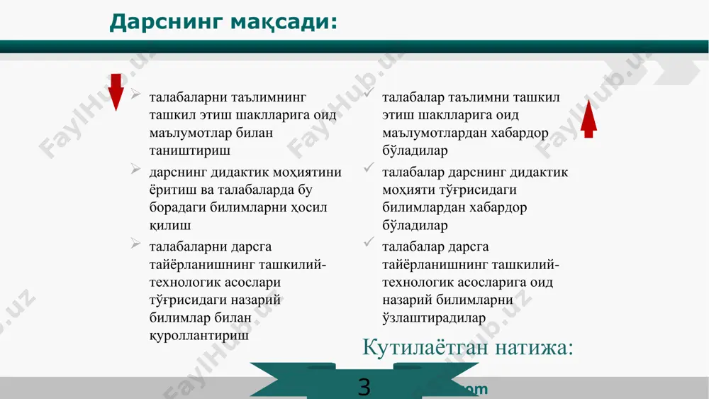 кти: www.wondershare.com назорат учун саволлар: замонавий шароитда қандай таълим шаклларидан фойдаланилмоқда? ўқувчиларнинг ўқув фаолиятлари қандай шаклларда ташкил этилади? дарсга хос бўлган хусусиятларни баён этинг. дарсга тайёргарлик жараёнининг ўзига хос жиҳатлари нималардан иборат? замонавий дарсга қандай талаблар қўйилади? 12 www.wondershare.com 13 эътиборингиз учун раҳмат!