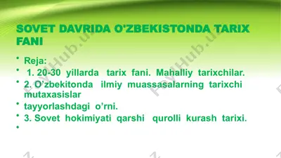 sovet davrida o'zbekistonda tarix fanining rivoji — PPTX