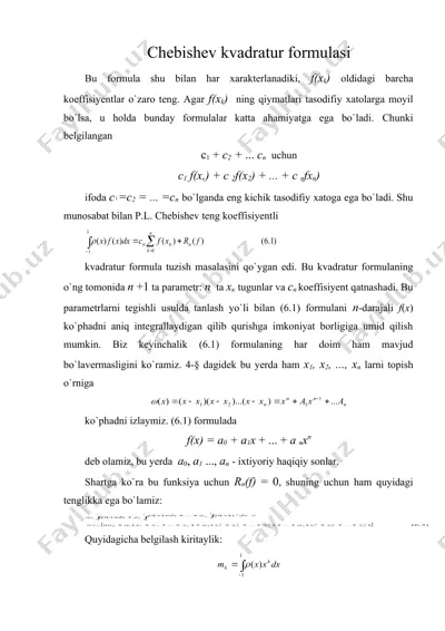 chebishev kvadratur formulasi — DOC