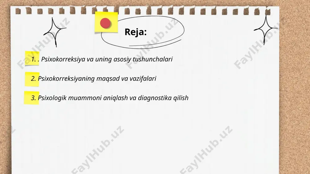 malarini rivojlantirishga qaratilgan. shu orqali jamiyatda sog‘lom psixologik muhit yaratiladi. ... t.me/slaydai_bot psixologik muammoni aniqlash va diagnostika qilish jarayoni ko'pincha bir nechta bosqichlardan iborat bo'ladi. birinchi bosqichda, psixolog bemor bilan suhbatlashadi va anamnez yig'adi. keyingi bosqichda, turli diagnostik testlar qo'llaniladi, masalan, mmpi (minnesota ko'p fazo shaxsiylik inventori) yoki beck depressiya inventori. testlar natijalariga ko'ra, muammolarni aniqlash va baholash amalga oshiriladi. ba'zi hollarda, qo'shimcha asboblar, masalan, neyropsixologik testlar yoki intervьyu metodlogiyalari qo'llaniladi. psixologik diagnostikaning aniqligini oshirish uchun bularning barchasi majmuada qo'llanilishi mumkin. statistik ma'lumotlarga ko'ra, yetarli diagnostika jarayoniga ega bemorlarning 70-80% o'z muammolari bo'yicha aniq tahlilga erishishi mumkin. shu orqali psixoterapiya yoki dori vositalarini tavsiya etish osonlashadi. ... t.me/slaydai_bot bolalar psixokorreksiyasi psixologik muammoni aniqlash va bartaraf etish jarayonidir. bu usullar individual, guruhiy va oilaviy shaklda qo'llaniladi. asosiy yondashuvlar kognitiv-behavioral, o'yin terapiyasi, art-terapiya, va musiqiy terapiyaning turlaridir. har bir usul bolaning yoshiga, rivojlanish darajasiga muvofiq tanlanadi. masalan, kognitiv-behavioral terapiya (kbt) bolalarning noto'g'ri …