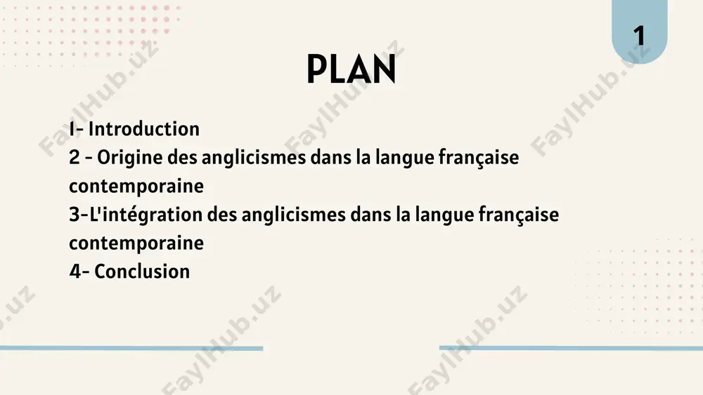 ui désignent les mots ou expressions d'origine anglaise utilisés dans une autre langue, sont omniprésents dans la vie quotidienne, notamment dans les domaines des affaires, du marketing, du sport, de la technologie et des médias sociaux. 4 cependant, l'influence de l'anglais reste forte, notamment parmi les jeunes générations et dans les milieux professionnels, où l'usage de certains anglicismes est parfois considéré comme un signe de modernité ou de compétence. ce phénomène reflète les tensions entre la préservation de la langue française et l'influence croissante de l'anglais dans un monde globalisé 5 en somme, l'intégration des anglicismes dans le français actuel est à la fois un défi et une réalité, marquée par des processus d'adaptation, de résistance et de normalisation. 6 conclusion en définitive, bien que les anglicismes constituent un phénomène linguistique inéluctable, leur gestion par les institutions francophones, comme l’académie française, et leur adaptation par les locuteurs, déterminent l'avenir de …