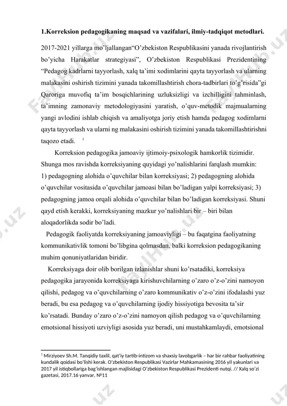 hattoki maxsus kursda o’z ifodasini topishi lozim. inson yuziga qarab uning qalbida kechayotgan fikrlarni o’qiy olishda hech qanday mistika va ayyorlik mavjud emas”. pedagogning bunday qobiliyati uning faoliyatini ma’lum darajada badiiy ijodga yaqinlashtiradi, bunday qobiliyat boshqalar ko’ra olmaydigan narsalarni ko’ra olishni nazarda tutadi, hodisalarning estetik mazmunini aniqlashtirishga xizmat etadi. korreksion pedagogika doirasida bunday masalalar asosli ravishda tadqiq etilmasdan qolmoqda. shu bilan bir qatorda emotsional qiziqishlarni anglab olish qobiliyati, ularga mos axborotlarni qabul qilish darajasini bilish pedagog uchun juda foydalidir. tajribali o’qituvchi sinfda mavzuni tushuntirib o’quvchilarga bir boqish bilan mavzuni o’quvchilar qay darajada o’zlashtirishganini aniqlay oladi. ana shunday ko’nikmani pedagogda shakllantirish kasbiy tayyorgarlikning tarkibiy qismi bo’lmog’i lozim. korreksion pedagogikada o’qituvchi bilan o’quvchining bir birini mutanosib ravishda tushunishi favqulodda muhimdir. bu o’quv tarbiya jarayonini korreksiya lash va intensifikasiyalash imkonini beradi.ta’lim jarayonida o’zaro to’g’ri tushu nishni tashkil qilishda muhim rolni emotsional empatik va identifikasiyalash o’ynaydi. o’zini bola bilan emotsional birlashtirish, uning hissiyoti va …