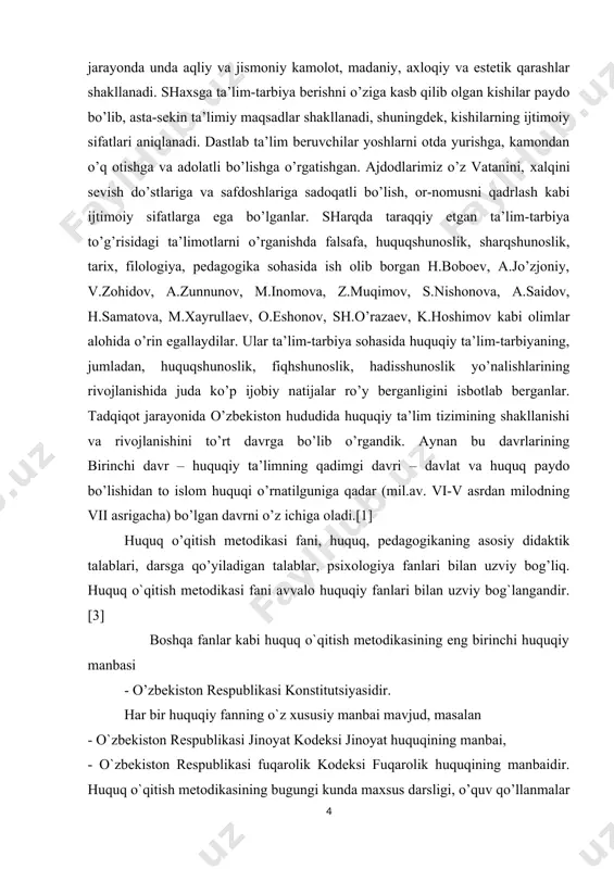 hga, qonuniy hujjatlar ustida yanada ko`proq ishlashni o`rgatadi.[1] kurs ishi maqsadi. xususan, davlatimiz rahbari sud-huquq islohotlari masalalariga atroflicha to'xtalar ekan, adolat, bu – davlatchilikning mustahkam poydevori ekaniga alohida urg'u berdi. prezident e'tirof etganidek, so'nggi 4 yil davomida sud-huquq sohasini isloh etish borasida mamlakatimizda dadil qadamlar qo'yildi. bu yo'nalishdagi ustuvor masalalar yuzasidan 40 dan ortiq qonun, farmon va qarorlar qabul qilindi.[8] shu nuqtai nazardan, ushbu ustuvor sohadagi keyingi islohotlar borasidagi masalalar ham dolzarb ahamiyatini yo'qotmaydi. xususan, prezident tomonidan «bir sud – bir instantsiya» tamoyili sud qarorlarining adolatli, qonuniy va barqarorligini ta'minlashda bosh mezon bo'lishi, ishlarni nazorat tartibida ko'rib chiqish amaliyotini bekor qilish, fuqarolik, iqtisodiy va jinoyat ishlari bo'yicha viloyat darajasidagi 3 ta sudni bitta sud sifatida birlashtirish, sud muhokamasiga qadar sudda ishlarni dastlabki eshitish amaliyotini joriy etish, sud tizimini raqamlashtirishni yanada kengaytirish va boshqalar muhim vazifalar ekani qayd etildi. shuningdek, murojaatnomada jazoni ijro etish tizimida insonparvarlik tamoyilini keng qo'llash borasidagi ishlarni …