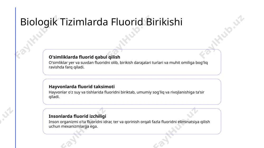 kosistemlarni buzishi va ozi ichidagi ta'minot tizimlaridan odamlarga xavf yetkazishi orqali inson salomatligiga xavf yetkazishi mumkin. xlor va bron va yod birikmalarining sog'liqqa ta'siri nafas olish tizimi ta'siri xlor bilan bog'langan holatlarda, mahalliy astma yoki boshqa nafas olish tizimi kasalliklari bor insonlarda ko'k, siydik va nafas qisqarishga olib kelishi mumkin. teri yo'qotish xlor bilan to'g'ri aloqa terida qizil rang, qurush, va teri yo'qotishga olib kelishi mumkin, bu esa dermatit va boshqa teri holatlarga olib kelishi mumkin. ko'z yo'qotish xlor bilan bog'langan holatlarda ko'zlar yonishi, qizil rang, va ko'zlar qurishi yoki yonishi mumkin, bu esa ko'z muammolarini va noqulayliklarni olib kelishi mumkin. o'tkir organlar muammolari xlor ni yutish yoki nafas olishi qarshi qilish, o'pish yoki qorindoshda og'riq, qarindoshda bulchamlik va boshqa o'tkir organlar ustida ta'sir qilishi mumkin, jismoniy holatni ta'sir qilishi mumkin. bromning biologik yo'nalishlarga ta'siri bromning tiroid funksiyasidagi o'rin bromin tiroidda iyod qabulini ta'sir qilishi mumkin, hormon ishlab chiqarish va …