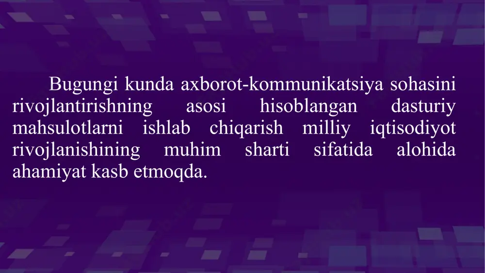 h bilan bog'liq masalalarni avtomatlashtirishga imkon beradi. xodimlar bo'limida va buxgalteriya bo'limida keng qo'llaniladi. 1c:hujjat almashish-zamonaviy ecm tizimi (enterprise content management), biznes jarayonlarini boshqarish va xodimlarning ishlashi uchun keng qamrovli vositalar to'plami. tashkilotdagi hujjatlar bilan ishlashni avtomatlashtirish uchun xizmat qiladi. boshqaruv qarorlarini qabul qilish va qabul qilish muddatini sezilarli darajada kamaytiradi. sbis tizimi tashkilot ichidagi elektron hujjat aylanishi va kontragentlar, internet orqali barcha davlat organlariga hisobot berish, korporativ ijtimoiy tarmoq (yangiliklar va munozaralar, repostlar, yoqtirishlar va sharhlar), savdo nuqtasi va boshqalar kabi ko'plab imkoniyatlarni o'z ichiga oladi. glonass / gps-bu avtomobilning real vaqtda harakatlanishini, haydovchining ish va dam olish rejimini, avtomobil tezligini va yonilg'i sarfini kuzatish imkonini beruvchi zamonaviy vosita. yoqilg'i-moylash materiallarini nazorat qiluvchi iqtisodchi uchun maqbul yechim. mijoz-bank-qulay tizim bo'lib, u orqali mijoz hisob-kitob operatsiyalarini amalga oshirishi, telefon va kompyuter orqali bank bilan ma'lumot va hujjatlarni almashishi mumkin. 12 image1.jpg image2.jpg image3.jpg image4.png image5.png image6.jpg image7.png image8.jpeg image9.jpg image10.png …