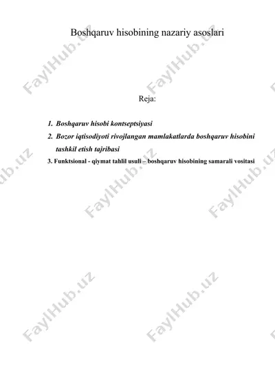 boshqaruv hisobining nazariy asoslari — DOC