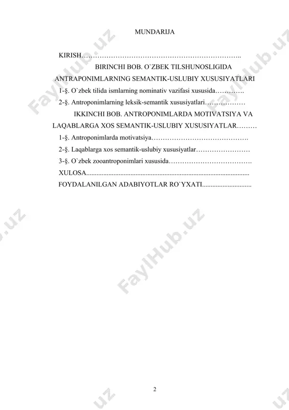 ton respublikasi konstitutsiyasining 18 yilligiga bag’ishlangan tantanali marosimidagi ma’ruzasi. 2010- yil 7- dekabr.] dunyodagi yetakchi mamlakatlar tajribasiga tayangan holda, kadrlar tayyorlash va qayta tayyorlash milliy tizimining takomillashtirilishi axborot sohasidagi faoliyatning sifati va saviyasini oshirishga qaratilgan chora-tadbirlar tizimida ko`p jihatdan hal qiluvchi ahamiyatga ega bo`ldi. bunday keng miqyosdagi ishlar natijasida faqat keyingi 10 yilning o`zida bosma ommaviy axborot vositalarining soni 1,5 barobar, elektron ommaviy axborot vositalarining soni esa 7 barobar ko`payib, bugungi kunda ularning umumiy soni qariyb 1200 taga yetdi... efir orqali uzatiladigan materiallarni tayyorlash jarayoniga zamonaviy raqamli va multimedia texnologiyalari joriy qilinayotganida namoyon bo`lmoqda. yurtimizda internet tizimidan foydalanuvchilar safi jadal sur`atlar bilan kengayib bormoqda. bugungi kunda ularning soni 6 milliondan ortib ketgani ham buni tasdiqlab turibdi[footnoteref:3]. [3: mamlakatimizda demokratik islohotlarni yanada chuqurlashtirish va fuqarolik jamiyatini rivojlantirish konsepsiyasi. o‘zbekiston respublikasi prezidenti i.karimovning o‘zbekiston respublikasi oliy majlisi qonunchilik palatasi va senatining qo‘shma majlisidagi ma’ruzasi. 2010-yil 12-noyabr.] antroponimika (yunoncha antropos – odam va …
