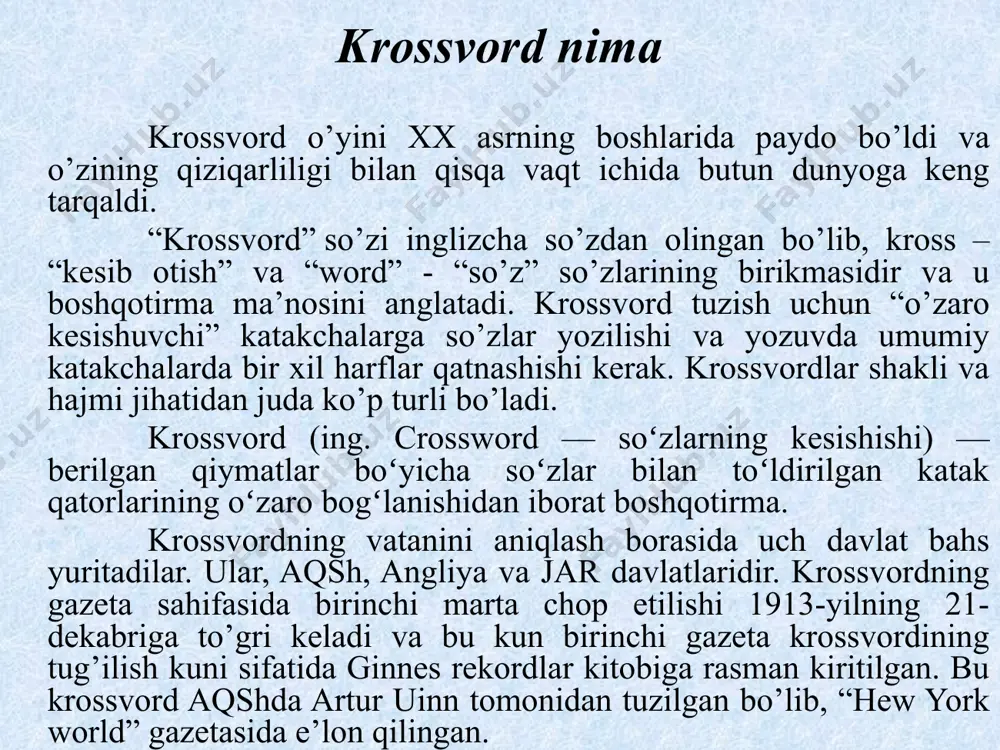 online krossvord tayyorlash texnologiyalari - Page 3