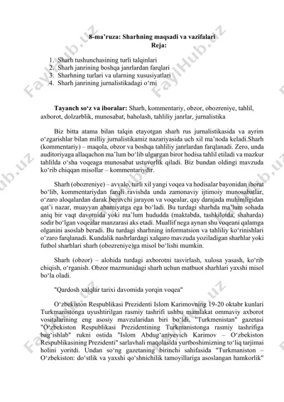 8-ma’ruza: sharhning maqsadi va vazifalari — DOCX