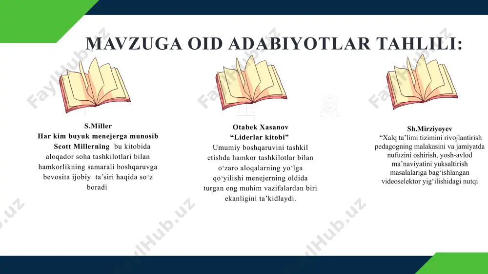 o‘rnak bo‘laman”mavzusida “ otalar ” majlisini tashkil etish 2.bitiruvchilarni qiziqtirgan otm to’g‘risida davra suhbati va qiziqarli treninglar o‘tkazish maktab rahbariyati har oyda bir marta ota-onalar o‘z farzandlarini qiziqishlarini bilib oladilar,maktabda darslar sifati va o‘qituvchilar o‘z ustida ishlashlariga ijobiy ta’sir ko‘rsatadi 3 ota-onalar va jamoatchilik faoliyatini muntazam rag‘batlantirib borish va ular uchun ko‘ngilochar tadbirlar tashkil etish 1.ota-onalar jamoatchilik bilan birgalikdagi sport musobaqalari va ko‘rik tanlovlar o‘tkazish. 2.har chorak yakunida eng faol ota-onalarga tashakkurnomalar topshirish maktab rahbariyati sinf rahbarlar bir o‘quv yilida kamida to‘rt marotaba ota-onalarni, jamoatchilikni maktab hayotiga jalb etish va ular bilan samarali muloqot jarayoniga erishiladi chora -tadbir rejasi fr e’tiboringiz uchun rahmat image4.png image5.png image6.png image7.png image8.png image9.png image10.jpeg image11.png image12.png image13.png image14.png image15.gif image16.jpeg image17.jpeg image18.png image19.png image20.png image21.jpeg image22.jpeg image23.png image24.jpeg image25.jpeg image26.jpeg image27.png image28.png image29.png /docprops/thumbnail.jpeg