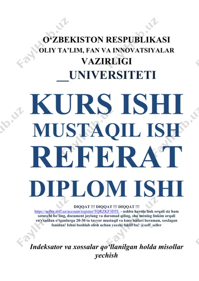 c# dasturlash tilida indeksatorlar va xossalar bo‘yicha kurs ishi — DOCX