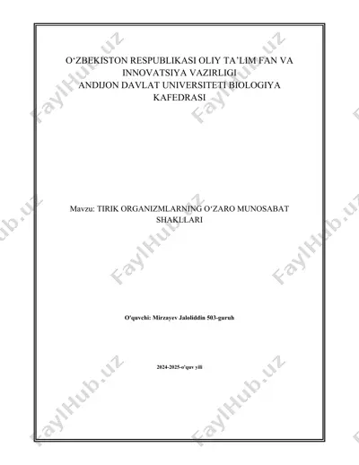 tirik organizmlarning oʻzaro munosabat shakllari — DOCX