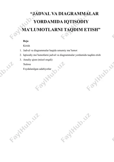 jadval va diagrammalar yordamida iqtisodiy ma'lumotlarni taqdim etish — DOCX