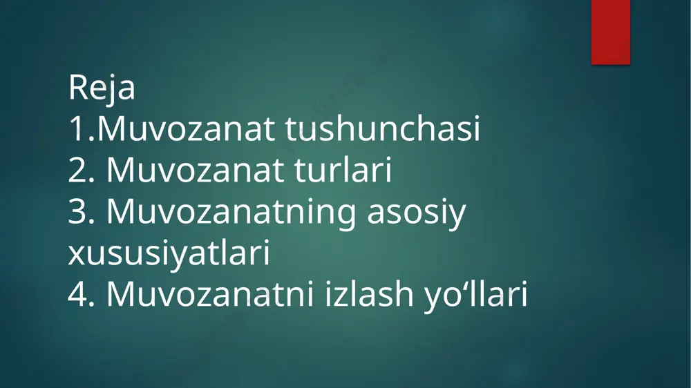 xos usullar orqali amalga oshiriladi. umumiy holda muvozanatni izlash yo‘llari quyidagilardan iborat: 1. tajriba va kuzatuvlar orqali tizimning xatti-harakatini amalda kuzatish, sinovlar o‘tkazish va natijalardan muvozanat nuqtalarini aniqlash. masalan, kimyoviy reaksiya tezliklarini tajribada o‘lchab, muvozanat konstantasini topish. 2. grafik usul orqali jarayonlarni grafik ko‘rinishda ifodalab, egri chiziqlarning kesishgan nuqtasi muvozanatni ko‘rsatadi. masalan, bozor iqtisodiyotida talab va taklif grafigining kesishgan joyi – muvozanat narxi. 3. matematik (analitik) usul orqali tizimni ifodalovchi tenglamalarni tuzib, ular asosida muvozanat shartini topish. masalan, mexanikada barcha kuchlarning yig‘indisini nolga tenglashtirish. 4. modellashtirish orqali murakkab tizimlarda kompyuter modeli tuzib, turli parametrlarni hisoblash orqali muvozanat aniqlanadi. masalan, ekologik tizimlarda populyatsiyalar o‘rtasidagi muvozanatni modellashtirish. 5. nazariy tahlil orqali fizika, kimyo, iqtisod va biologiyada qabul qilingan qonunlar va nazariyalar asosida muvozanat sharoitlarini oldindan belgilash. muvozanat — bu tabiat va jamiyatdagi eng muhim tushunchalardan biri bo‘lib, u turli kuchlar, jarayonlar yoki ta’sirlarning o‘zaro tenglashuvi natijasida tizimning barqaror holatda turishini bildiradi. muvozanat …