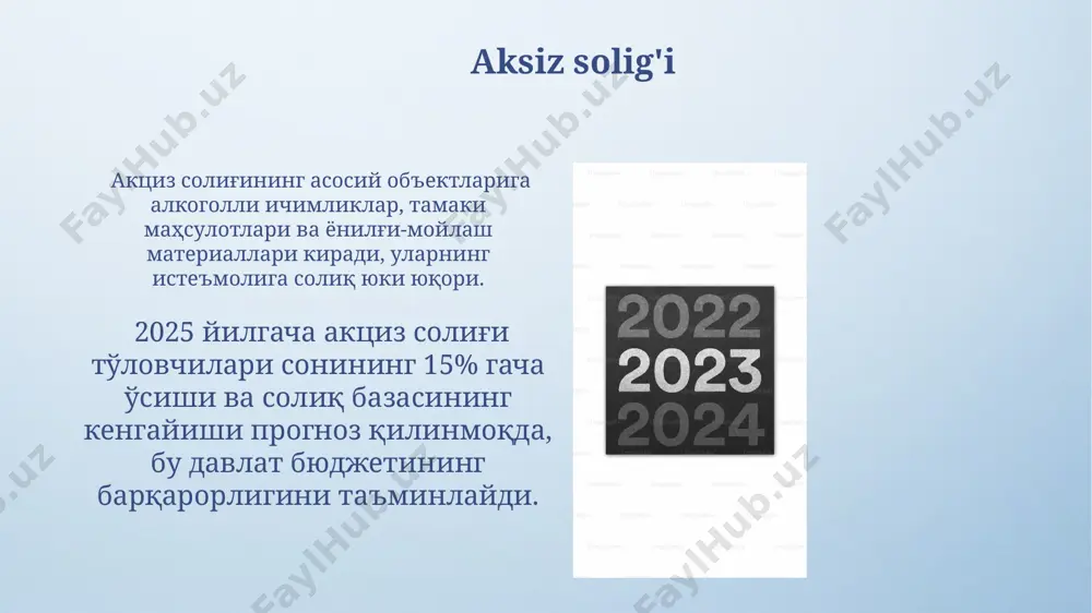 n o'zgarishlar davlat byudjetidan tashqari jamg'armalarga to'lanadigan badallar miqdorini aniqlashtirdi, minimal stavkalar 12% dan boshlanadi. davlat byudjetidan tashqari jamg'armalarga, 2024-2025 yillarda, majburiy ijtimoiy sug'urta badallari va soliqlarning 20% gacha qismi ajratiladi. qo'shilgan qiymat solig'i (qo'shimcha qiymat solig'i) 2025 yilda qqs bo'yicha hisobotlarni topshirish tartibi elektron shaklda amalga oshiriladi, bu esa soliq to'lash jarayonini soddalashtiradi, ammo texnik jihatdan yetarlicha tayyorgarlik ko'rishni talab qiladi. qqs to'lovchilarining ro'yxatga olinish chegarasi 2024 yilda 1 milliard so'mdan oshishi mumkin, bu esa ko'proq tadbirkorlarni qqs to'lovchisiga aylantiradi va soliq yuki ortadi. yagona ijtimoiy to'lov 2024-2025 yillarda yagona ijtimoiy to'lovning minimal stavkasi 22% ni tashkil etadi va bu stavka to'lanadigan daromad miqdoridan qat'iy nazar qo'llaniladi. yagona ijtimoiy to'lov soliqqa tortilmaydigan daromadlarga, masalan, pensiya va nafaqalarga nisbatan qo'llanilmaydi, faqat ish haqi va boshqa daromadlarga nisbatan hisoblanadi. sug'urta badallari 2024-2025 йилларда жисмоний шахслар учун белгиланган солиқ ставкалари бўйича, даромад манбаидан қатъи назар, солиқ суммасининг камида 12%ини тўлаш мажбурийдир. суғурта …