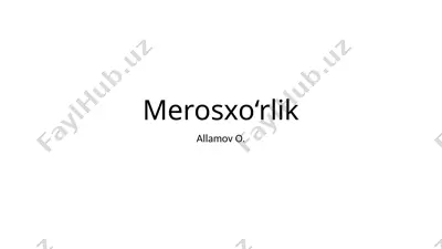 merosxo‘rlik — PPTX