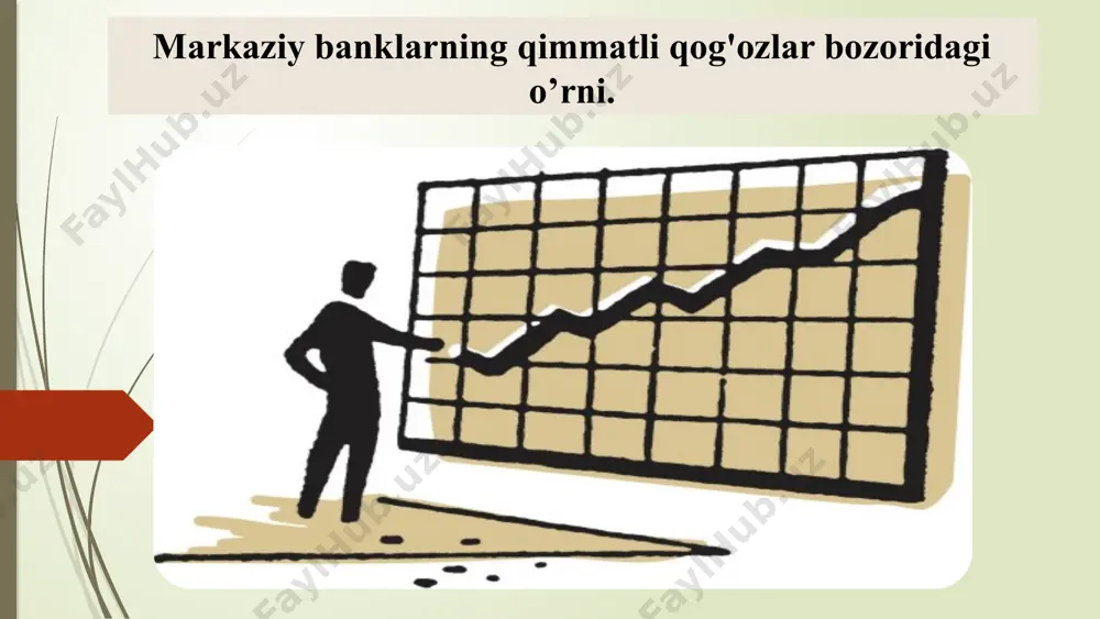 va xaridorlarning to'planadigan joyidir. shuningdek, qimmaatli qog’ozlar bozori tarqatish funksiyasini ham bajaradi. yig'ilgan kapital bir korxonadan ikkinchisiga o'tib, iqtisodiyotning turli tarmoqlari o'rtasida taqsimlanadi. davlat zayomlarini chiqarish orqali davlat byudjeti taqchilligini bartaraf etish ham ushbu funksiyaga tegishli. va nihoyat, qimmatli qog’ozlar bozori chet el sarmoyasini jalb qilish vositasihamdir. masalan, agar o’zbekiston bozorida yangi va istiqbolli kompaniya paydo bo'lsa, uni rivojlantirish uchun xorijiy investorlarning pullarini jalb qilishi mumkin, u esa yana o’zbekiston bozoridan foydalanadi. shunday qilib, bu nafaqat xorijiy kapitalni jalb qilgan kompaniya uchun, balki o’zbekiston aholisi uchun ham foydali bo'ladi, chunki yangi ish o`rinlari yaratiladi. bu esa kompaniya ishlayotgan mamlakat yoki mintaqaning byudjetiga foyda keltiradi, yangi sanoat tarmoqlari ham vujudga kelishi ham mumkin. tarixan, bank yoki bank bo'lmagan xususiyatiga qarab, qimmatli qog’ozlar bozorining uchta shartli modeli mavjud. bank bo’lmagan model (aqsh) qimmatli qog'ozlar bilan faoliyat ko’rsatuvchi kompaniyalar vositachi vazifasini bajaradilar. bank modeli (germaniya) banklar vositachilik vazifasini bajaradila. aralash model (yaponiya) vositachilar …