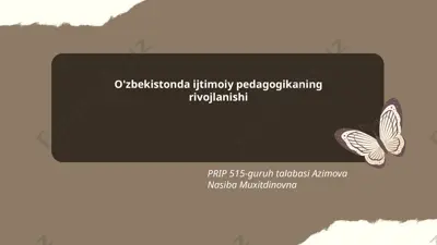 o'zbekistonda ijtimoiy pedagogikaning rivojlanishi — PPTX